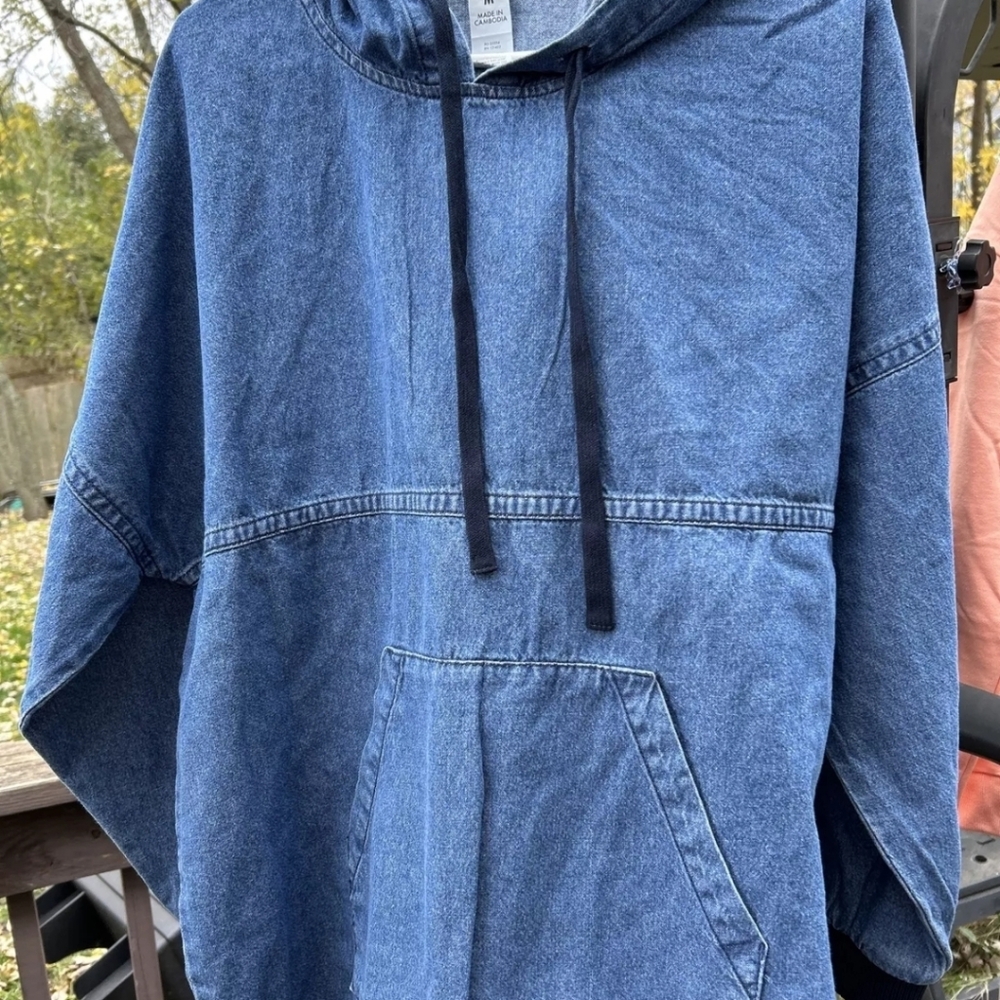 Spirit Jersey Size Large Cotton Denim Oversized Hoodie - Picture 4 of 8